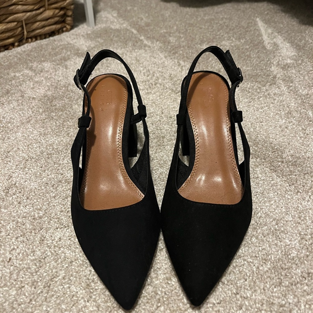 ASOS Black Pointed Slingback Heels